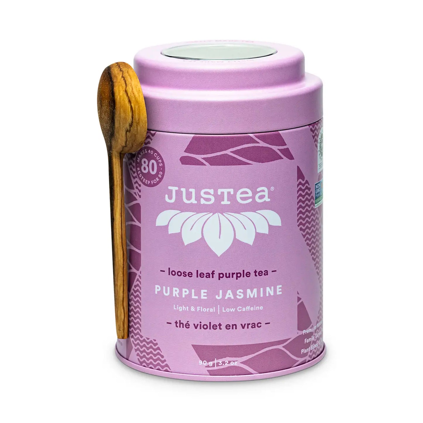 Purple Jasmine Tea Tin with Spoon