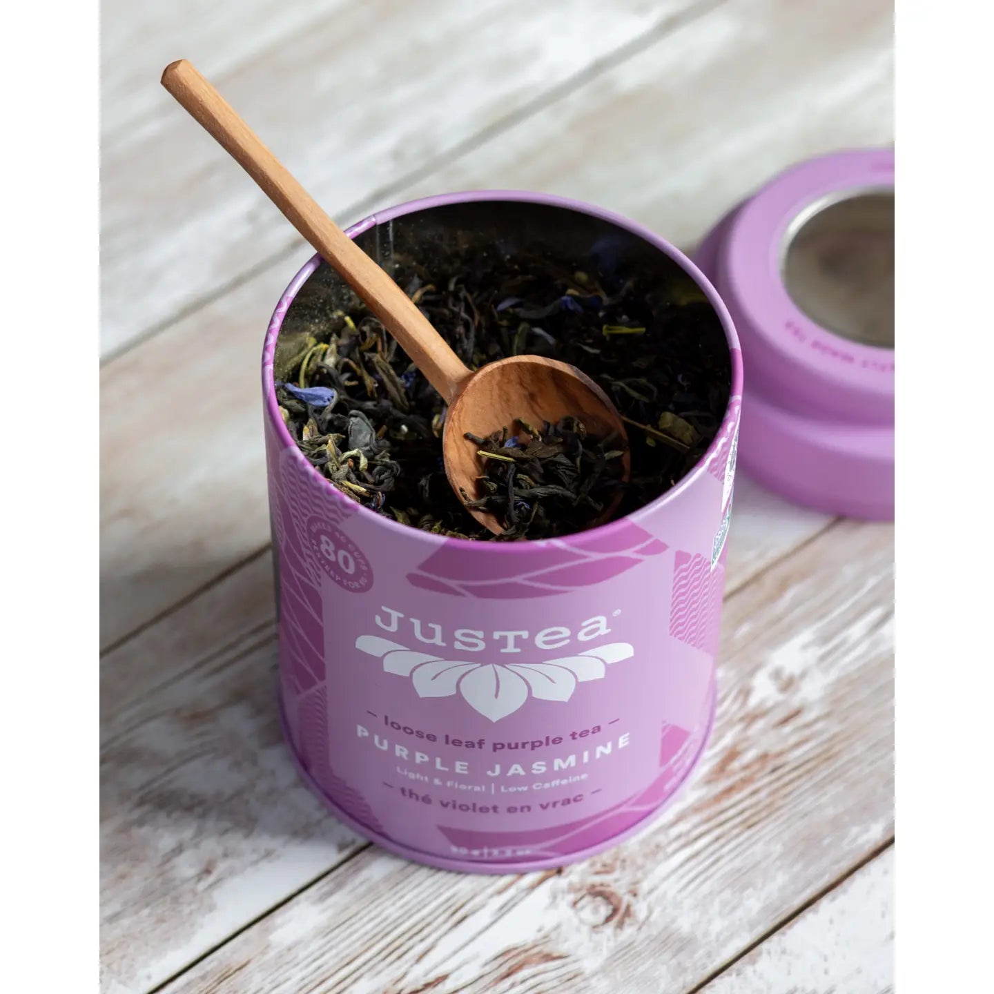 Purple Jasmine Tea Tin with Spoon