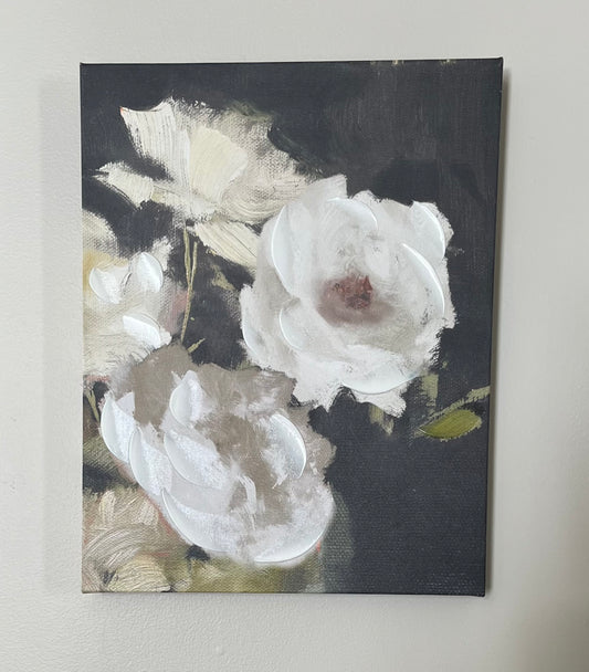 White Flowers on Canvas