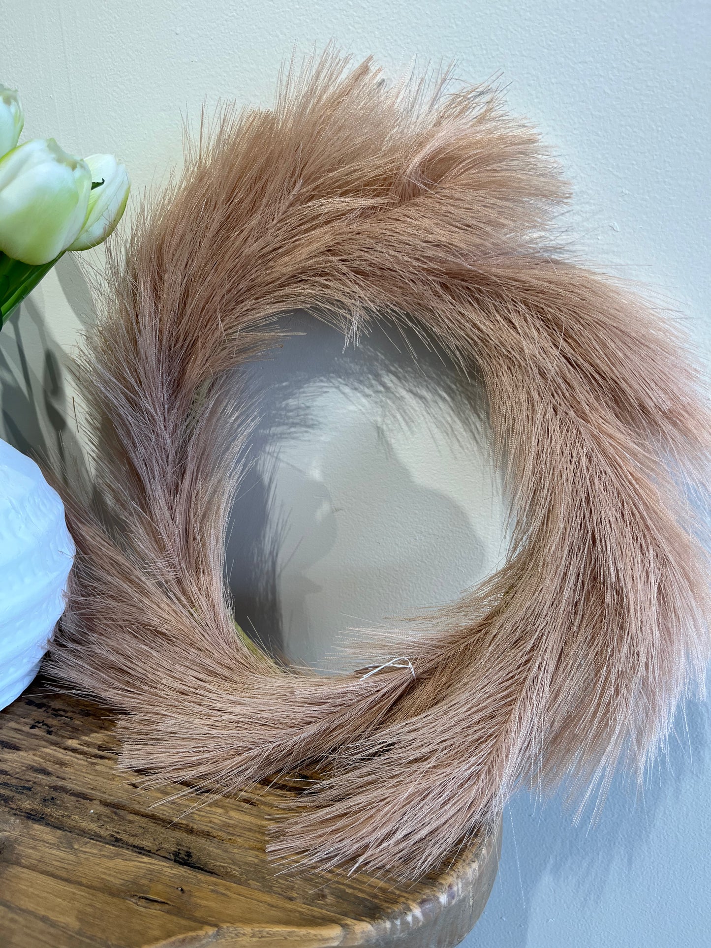 Faux Feather Wreath-Blush