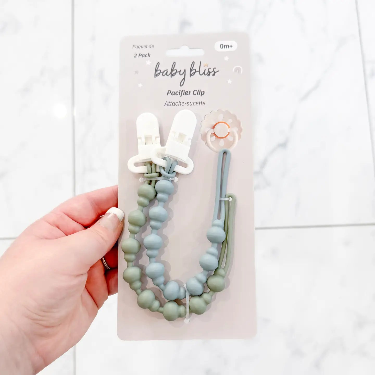 Pacifier Clip-Sage/Blue
