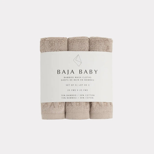 Bamboo/Cotton 3 pack Washcloths-Taupe
