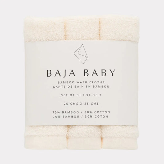 Bamboo/Cotton 3 pack Washcloths-Cream