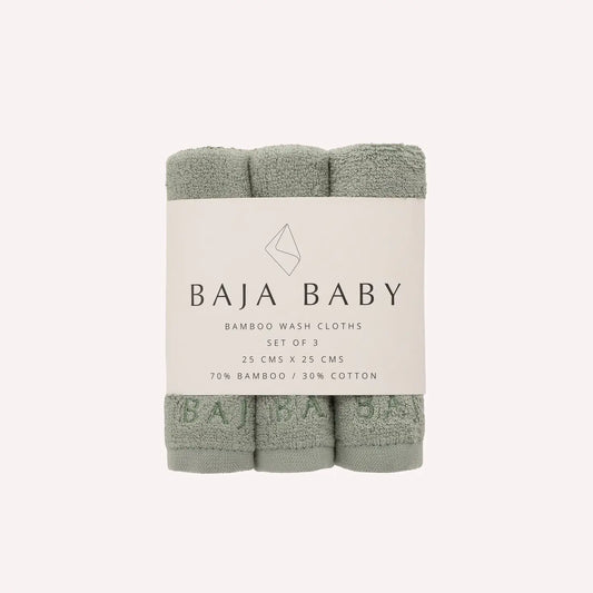 Bamboo/Cotton 3 pack Washcloths-Sage