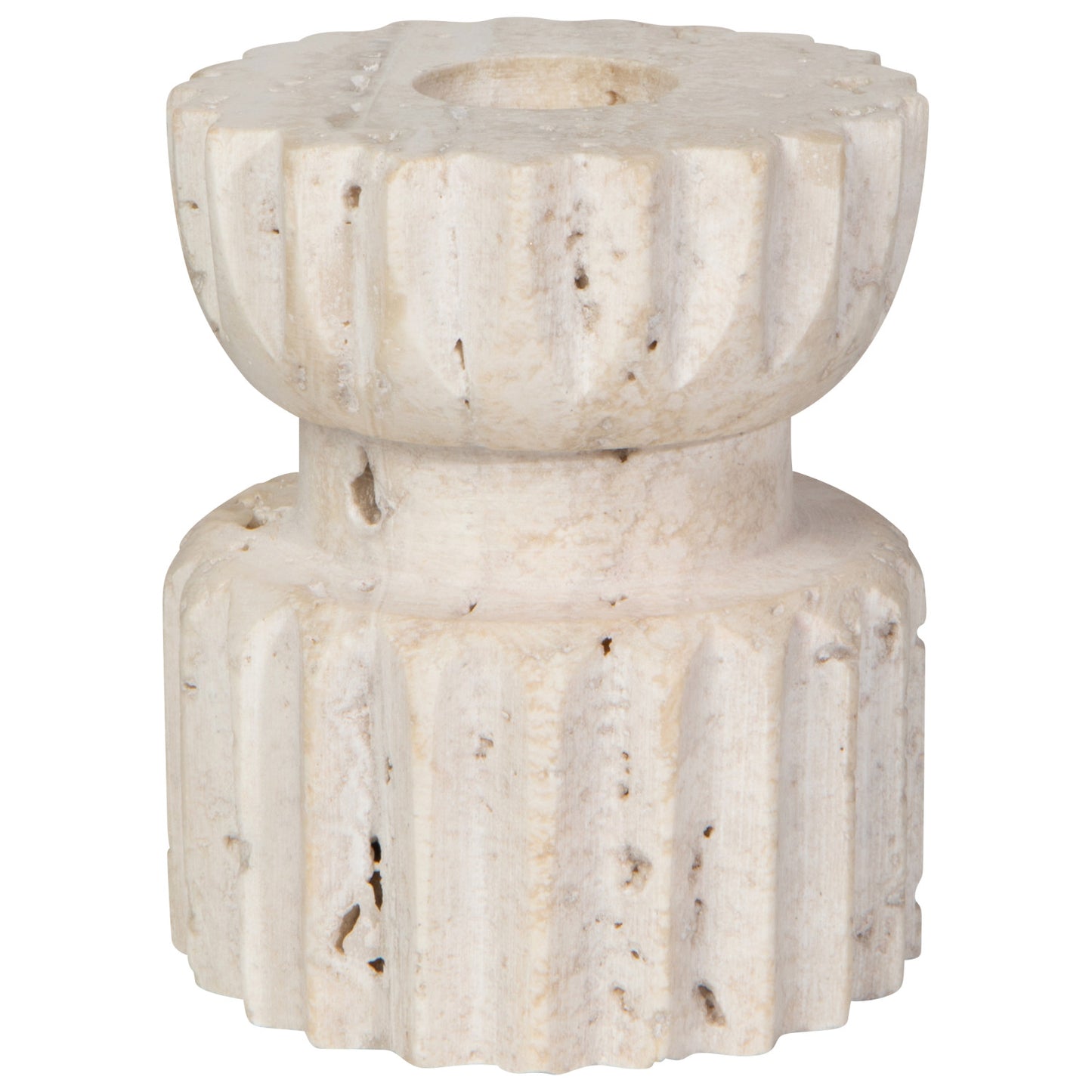 Danica Travertine Reversible Candle Holder-Short