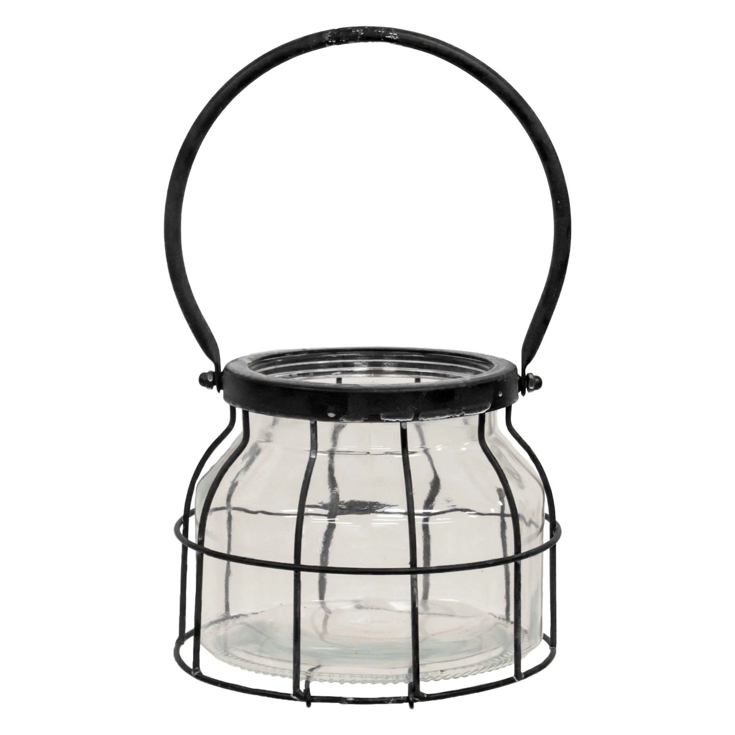 Glass Jar in Black Metal