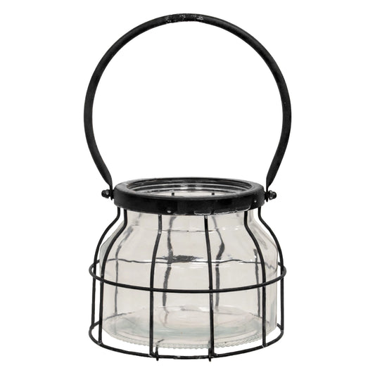 Glass Jar in Black Metal