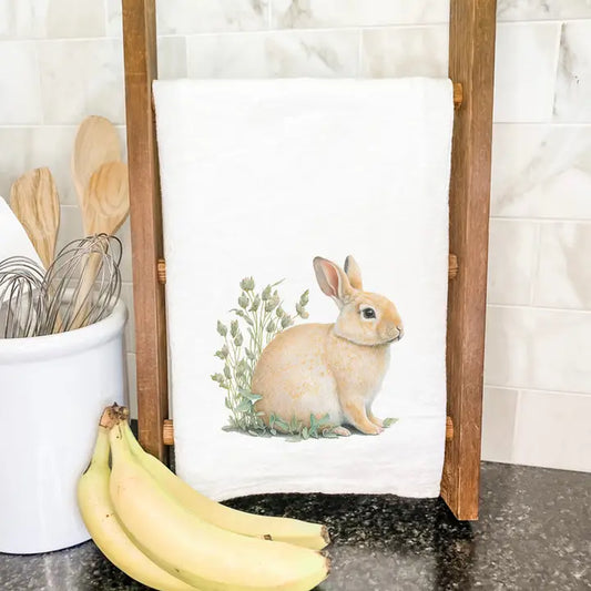 Cotton Tea Towel-Rabbit in Grass