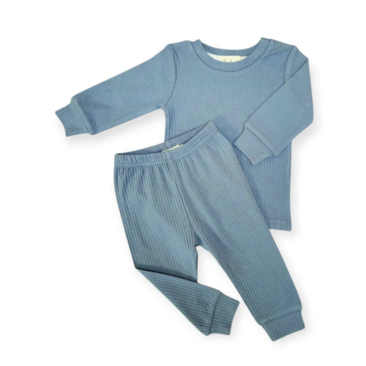 Ribbed Jogger Set-Deep Blue