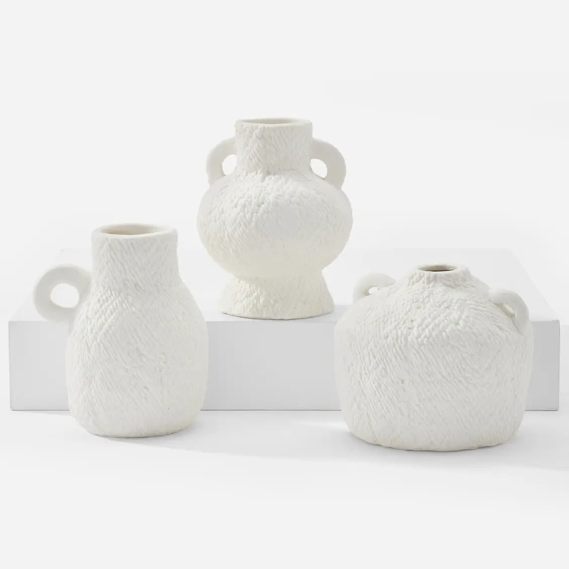 White Textured Bud Vase-Assorted