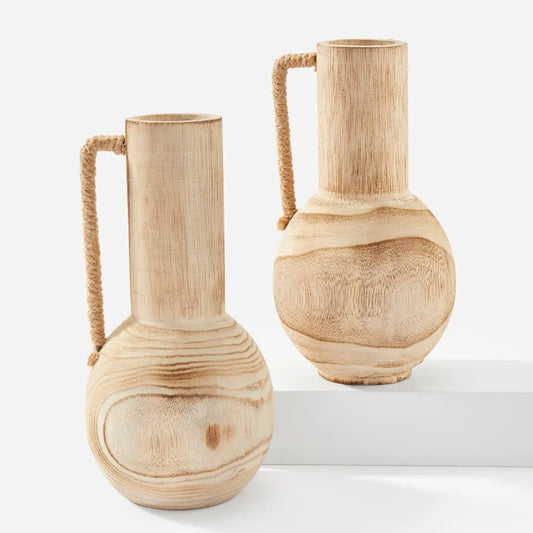 Wood Vase with Handle