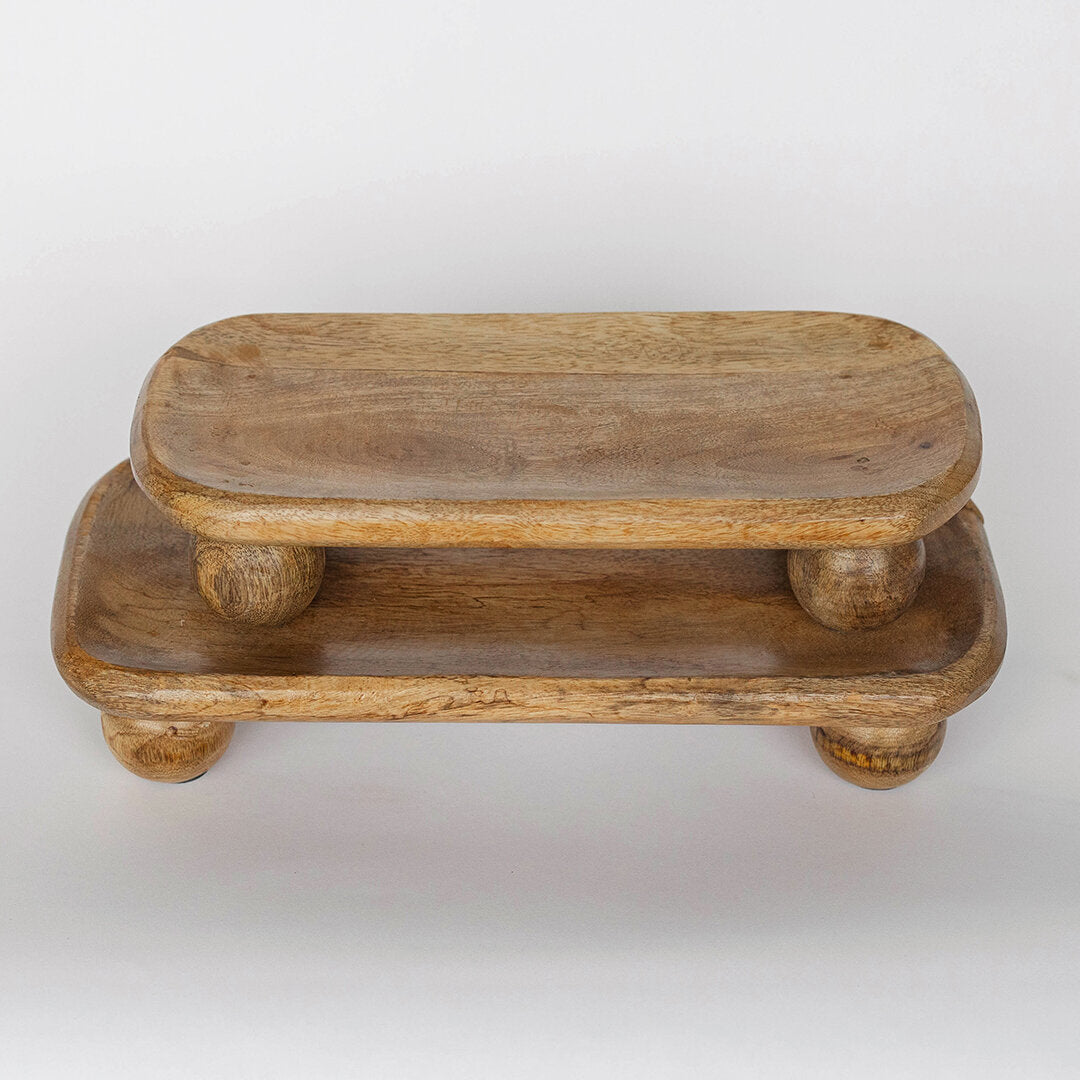 Wood Tray with Ball Feet-Large