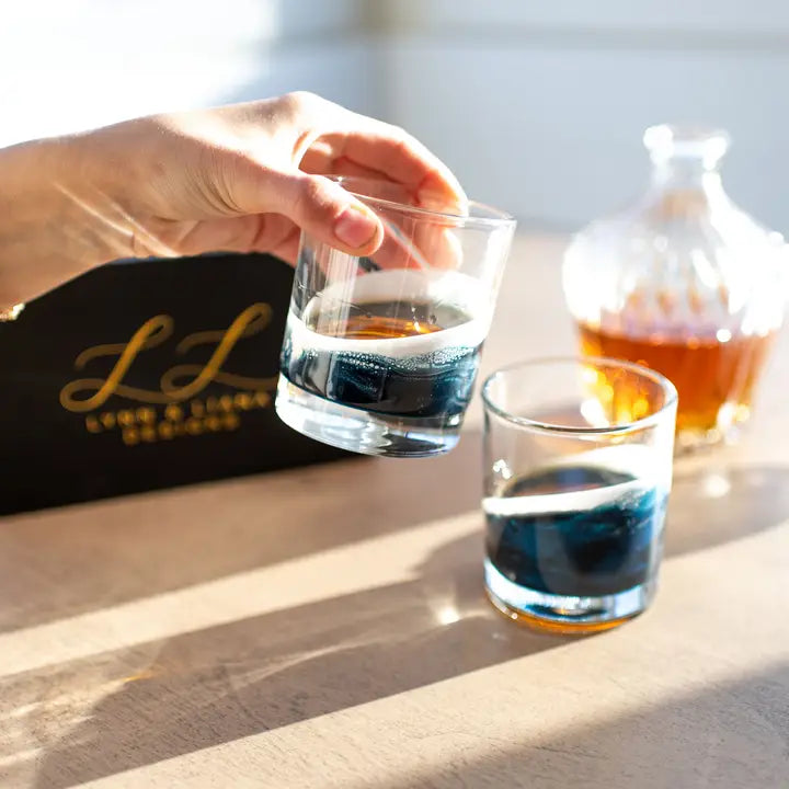 Resin coated Old Fashioned Whiskey Glass Set