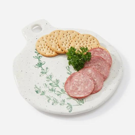 Round Serving Plate with Botanical Design