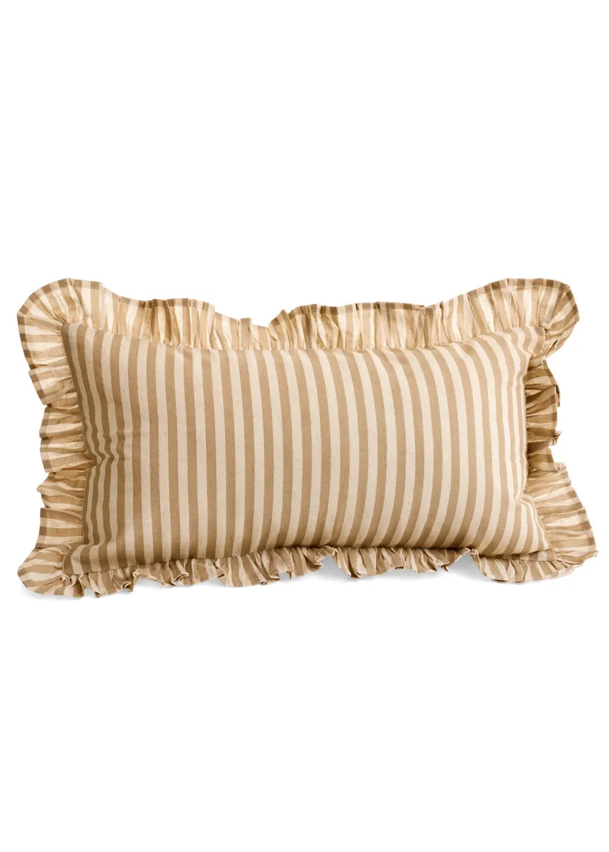 Natural Taupe Pillow with Ruffles