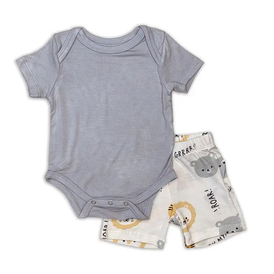 Bamboo onesie and short set-Shadow
