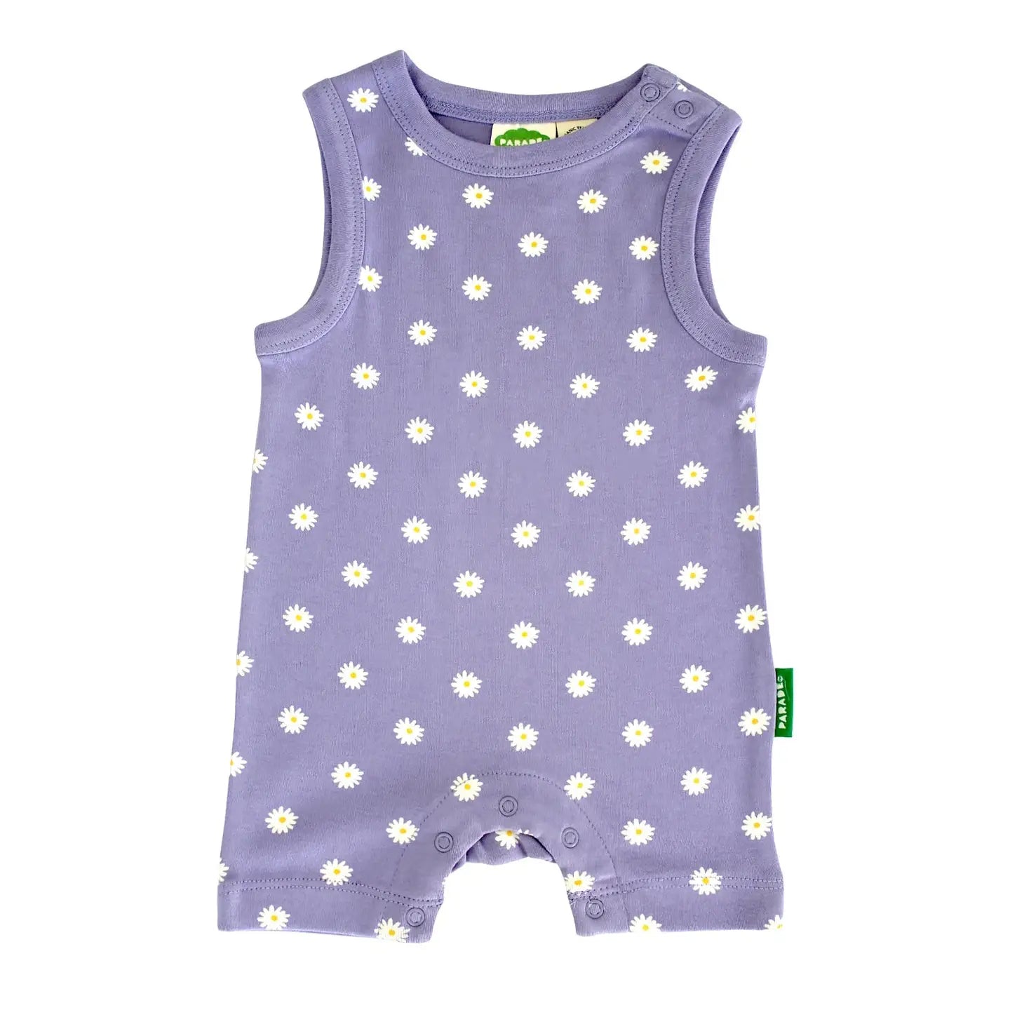 Organic Tank Romper-Lilac Daisy