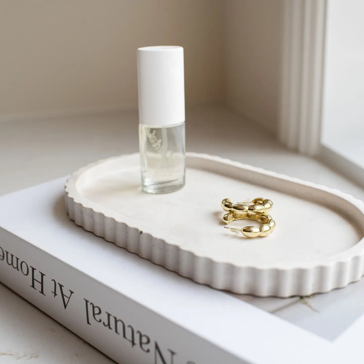 Fluted Stoneware Oval Tray