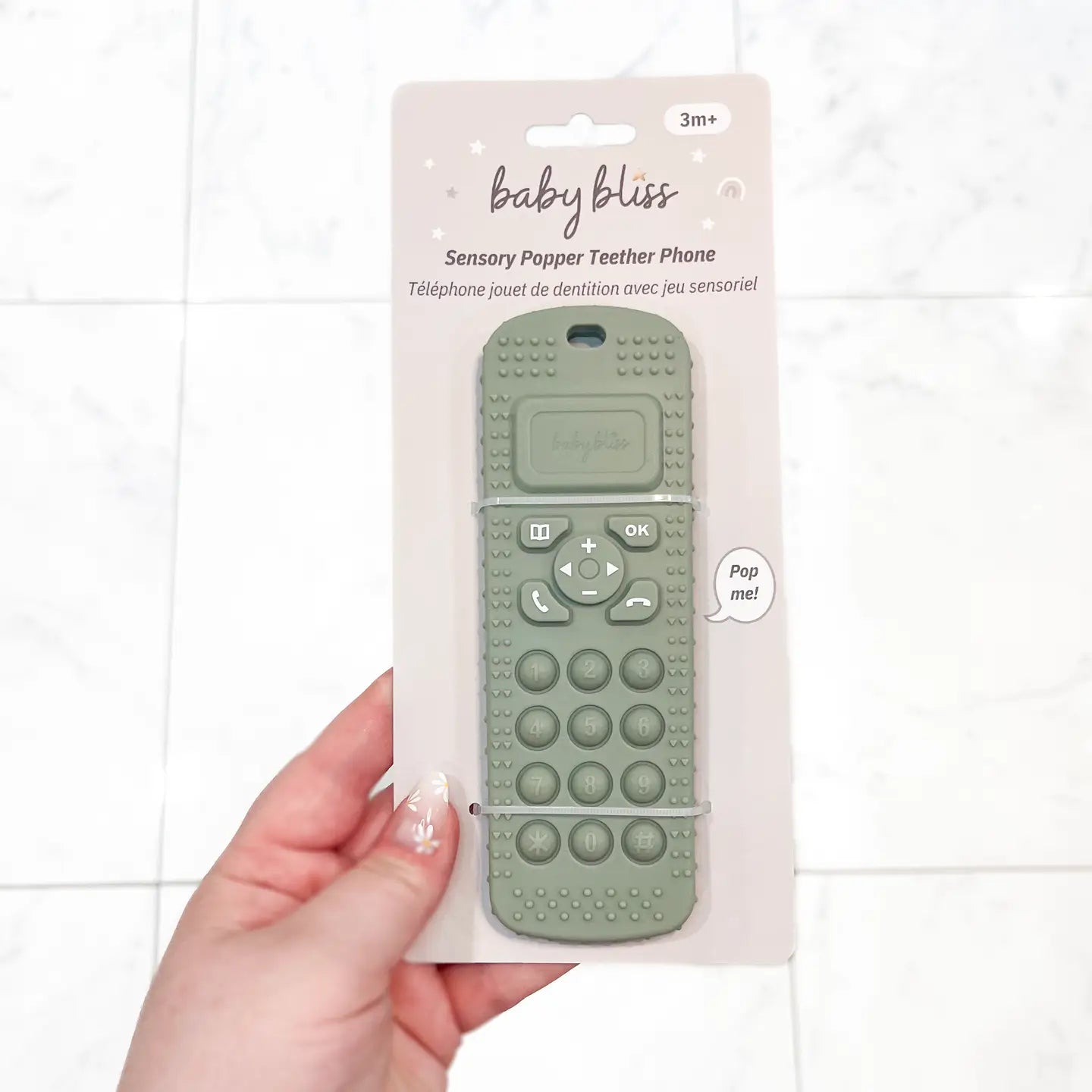 Sensory Popper Teether Phone-Blue/Sage/Pink