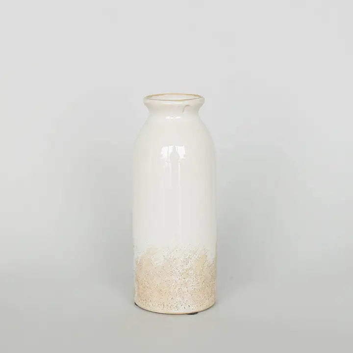 Tall White Distressed Vase