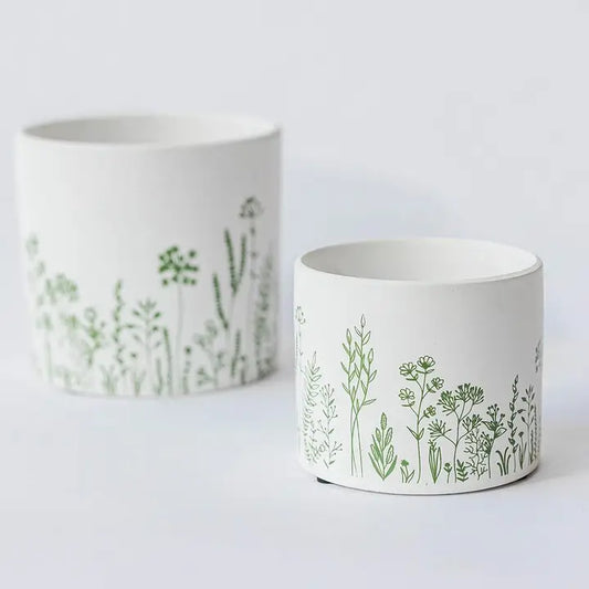 Floral Ceramic Pots-Set of 2