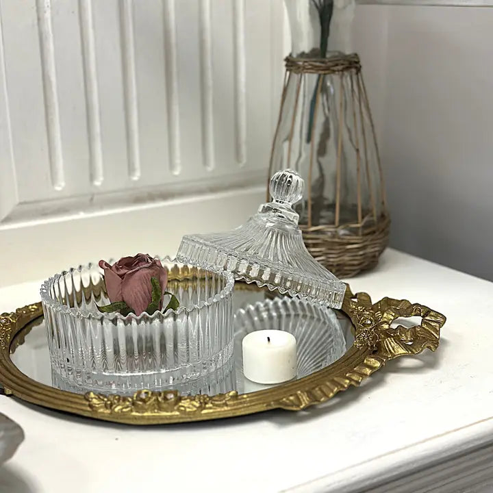 Ribbed Yurt Glass Jar w/Lid-Large