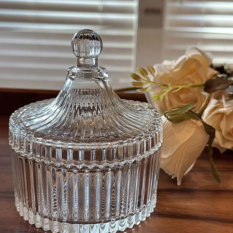 Ribbed Yurt Glass Jar w/Lid-Small