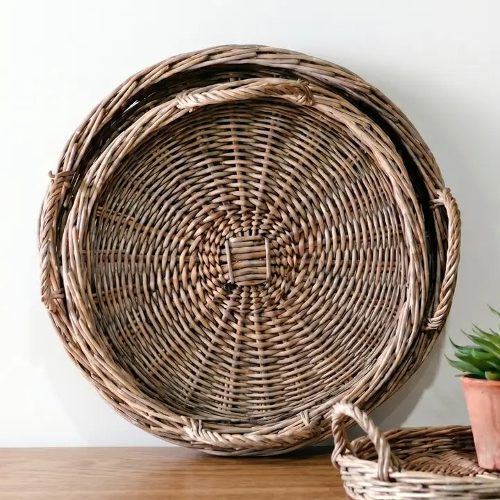 Round Woven Willow Tray-Large