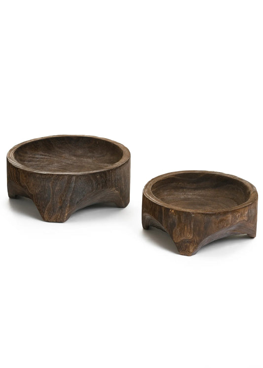 Round Bowl with Carved Feet - Large