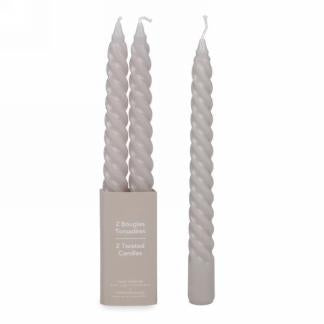 S/2 Taupe twisted taper candle