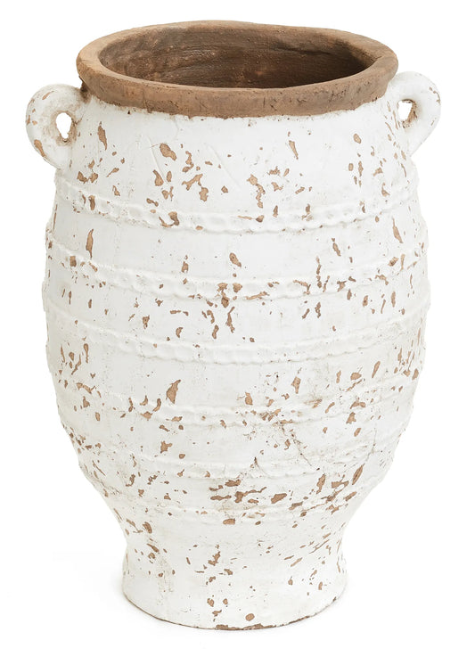 Cement Urn-White/Brown