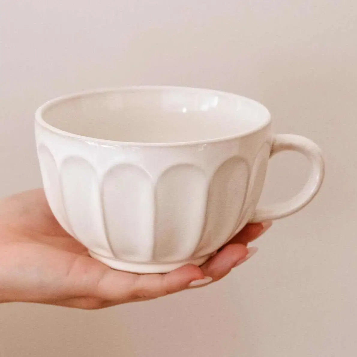 Large Fluted Ceramic Mug