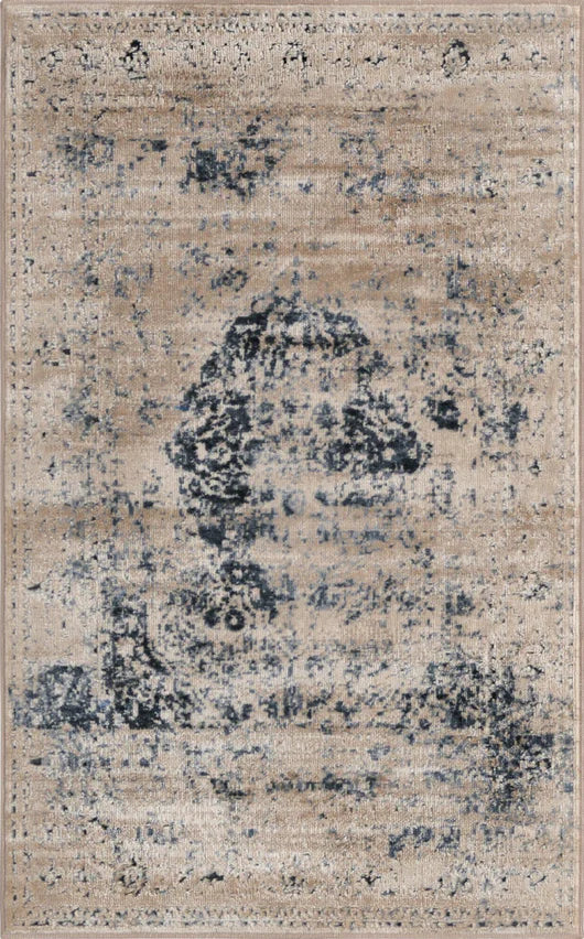9’x12’2” Dark Navy distressed rug