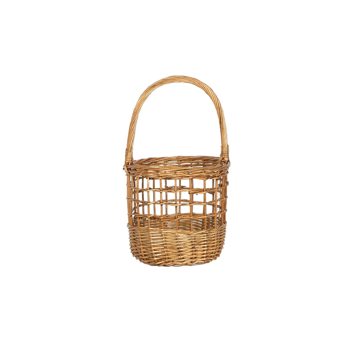 Round Open Weave Basket with Handle