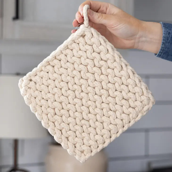 Ivory Knitted Potholder