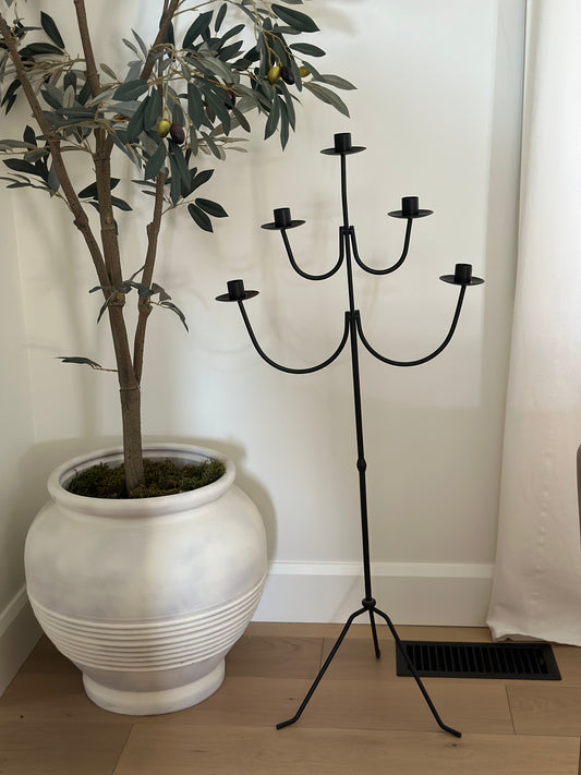 Old Black Taper candle holder on tripod