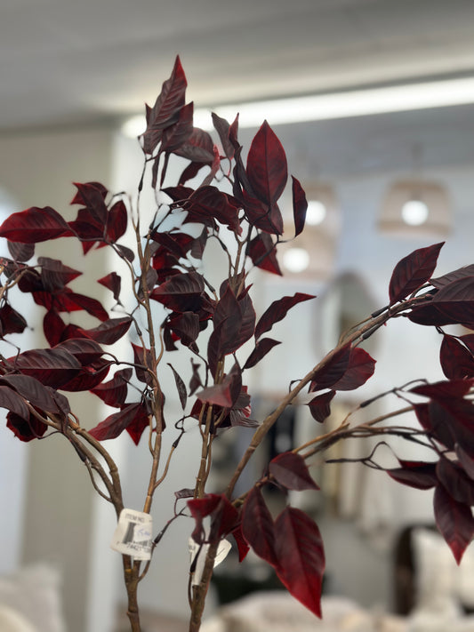 Red floral leaf spray