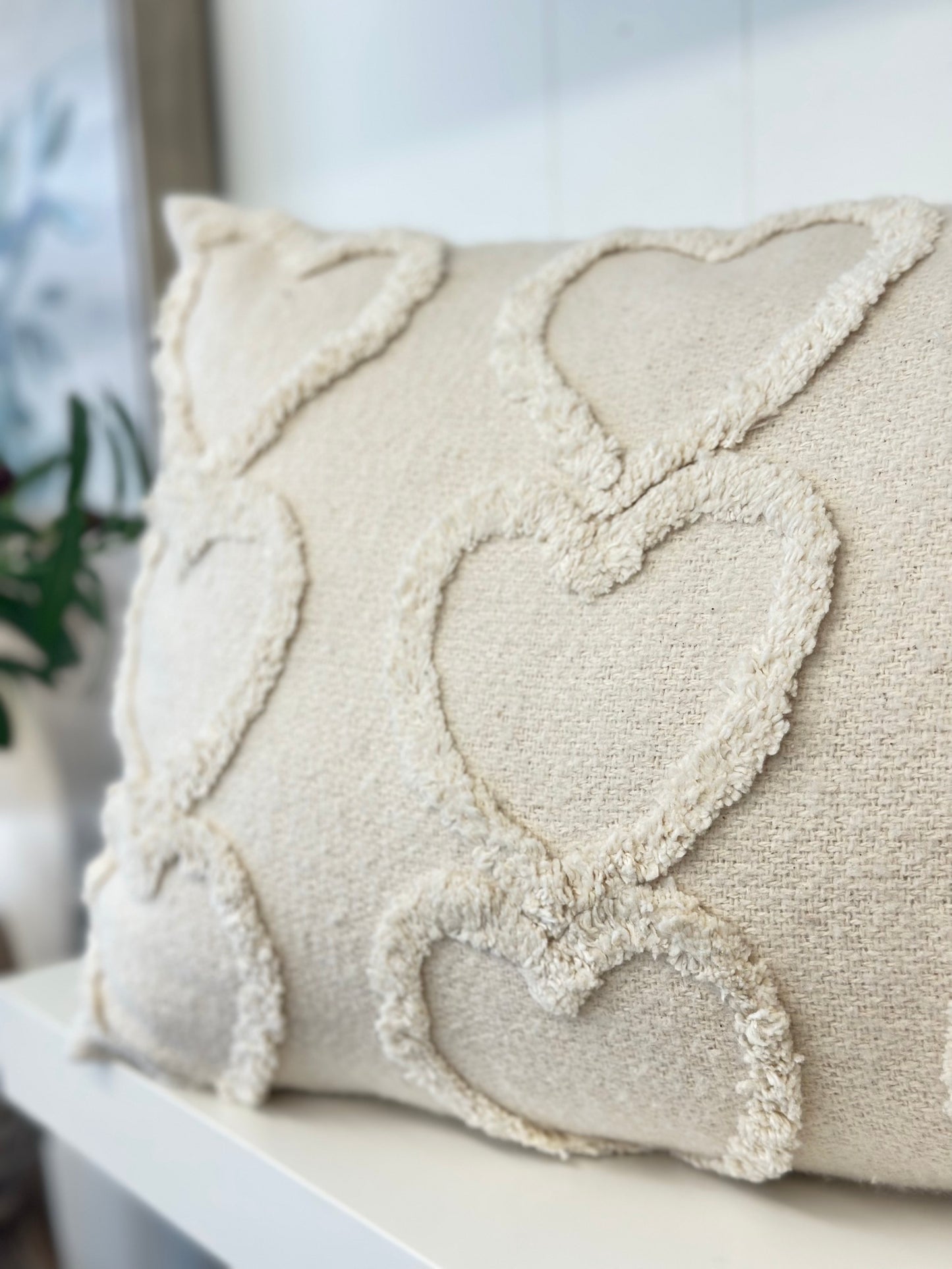 Creme heart pillow