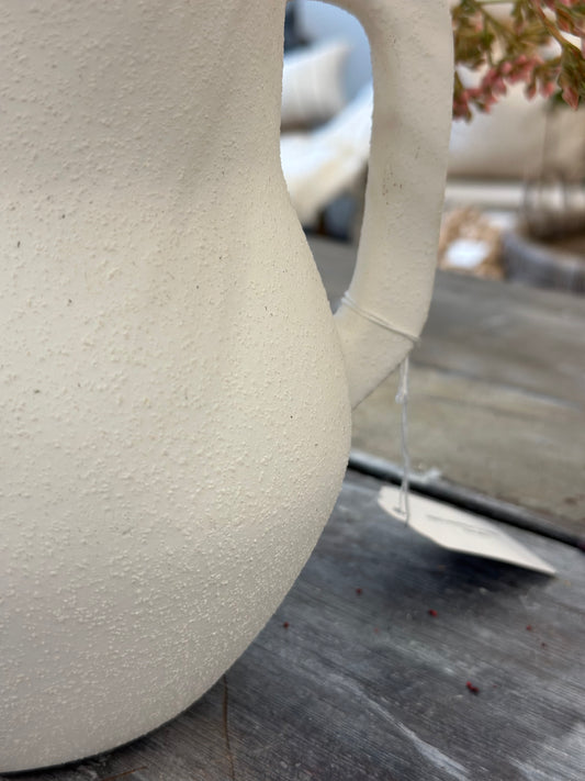 White textured vase with handles