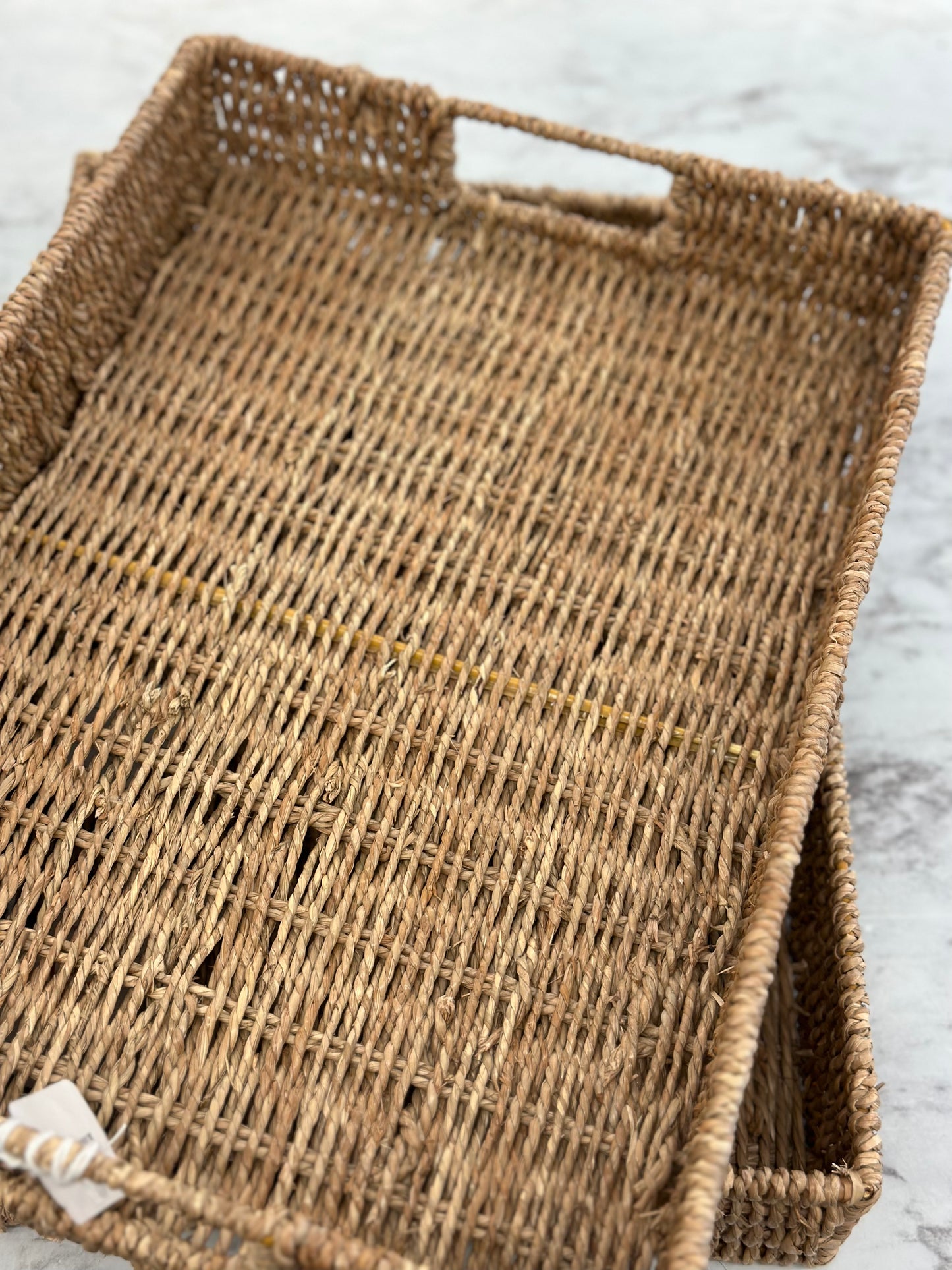Wicker square tray with handles