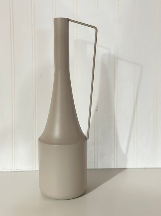 Cream Metal Vase with handle