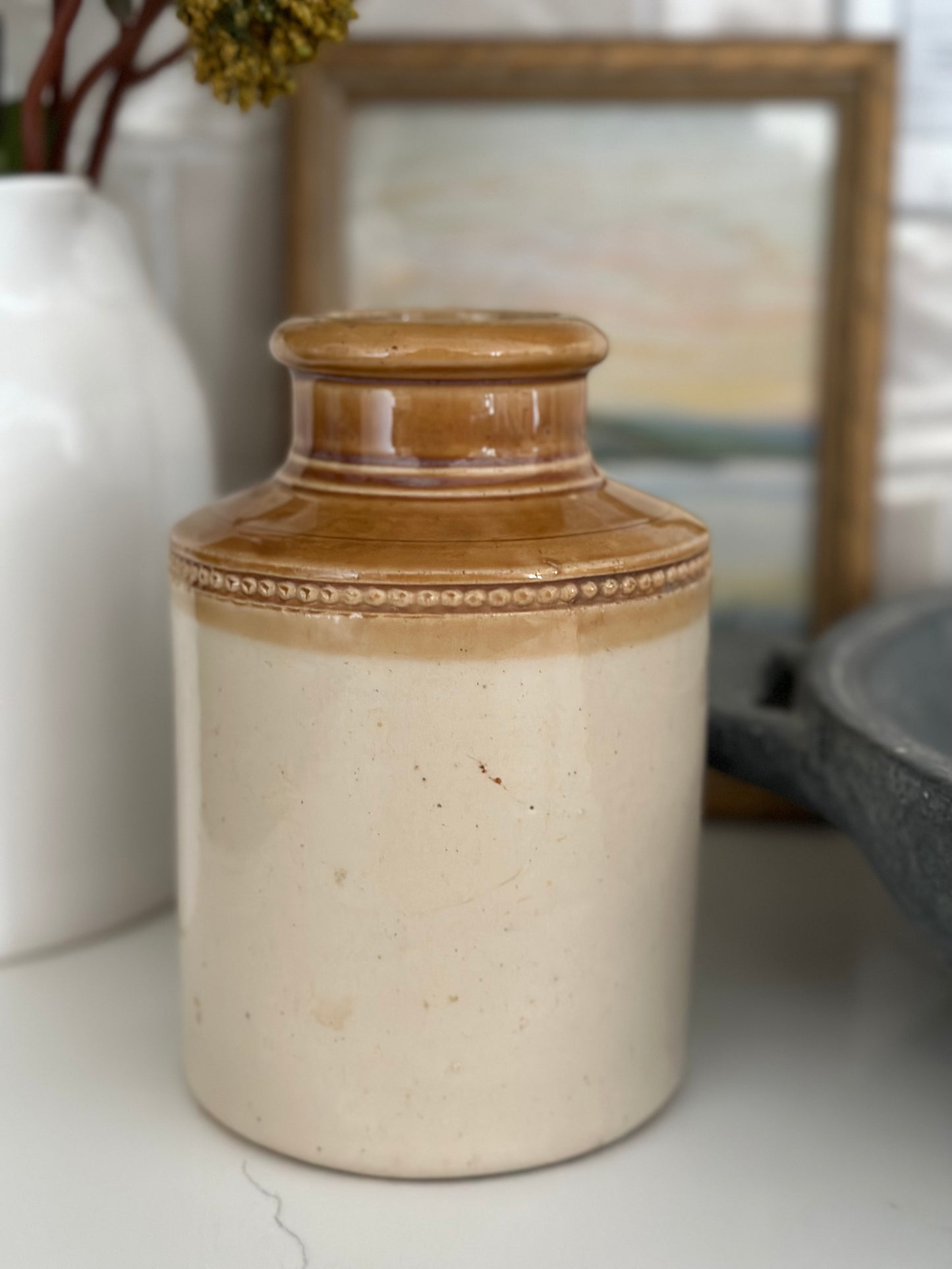 Vase brown top & cream