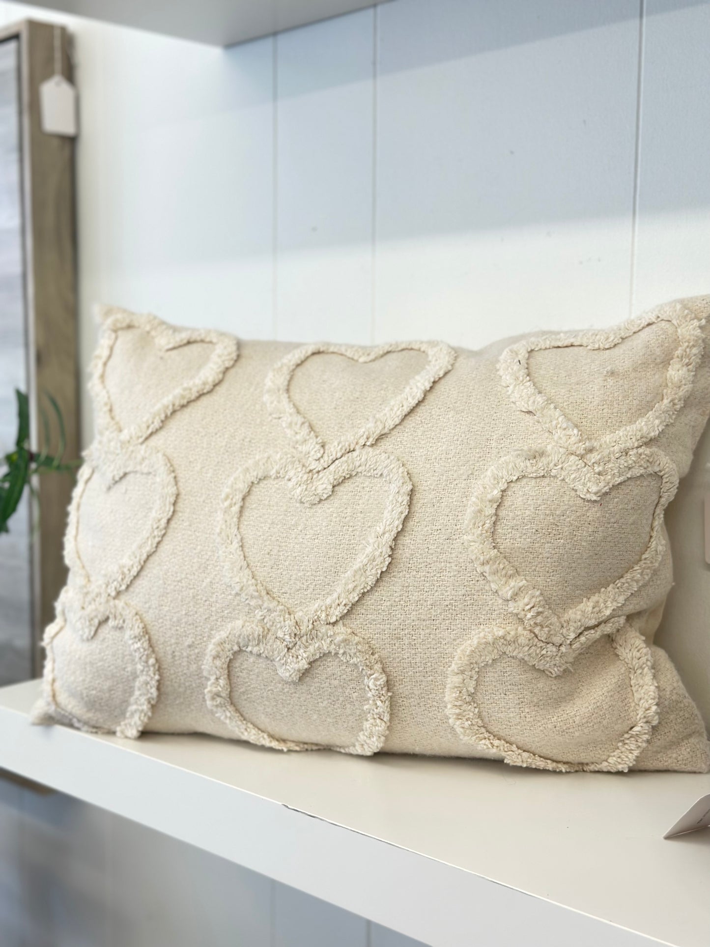 Creme heart pillow