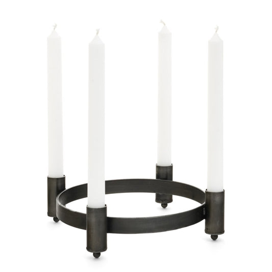 MORLAIX ROUND 4 CANDLE HOLDERS ANT BLCK