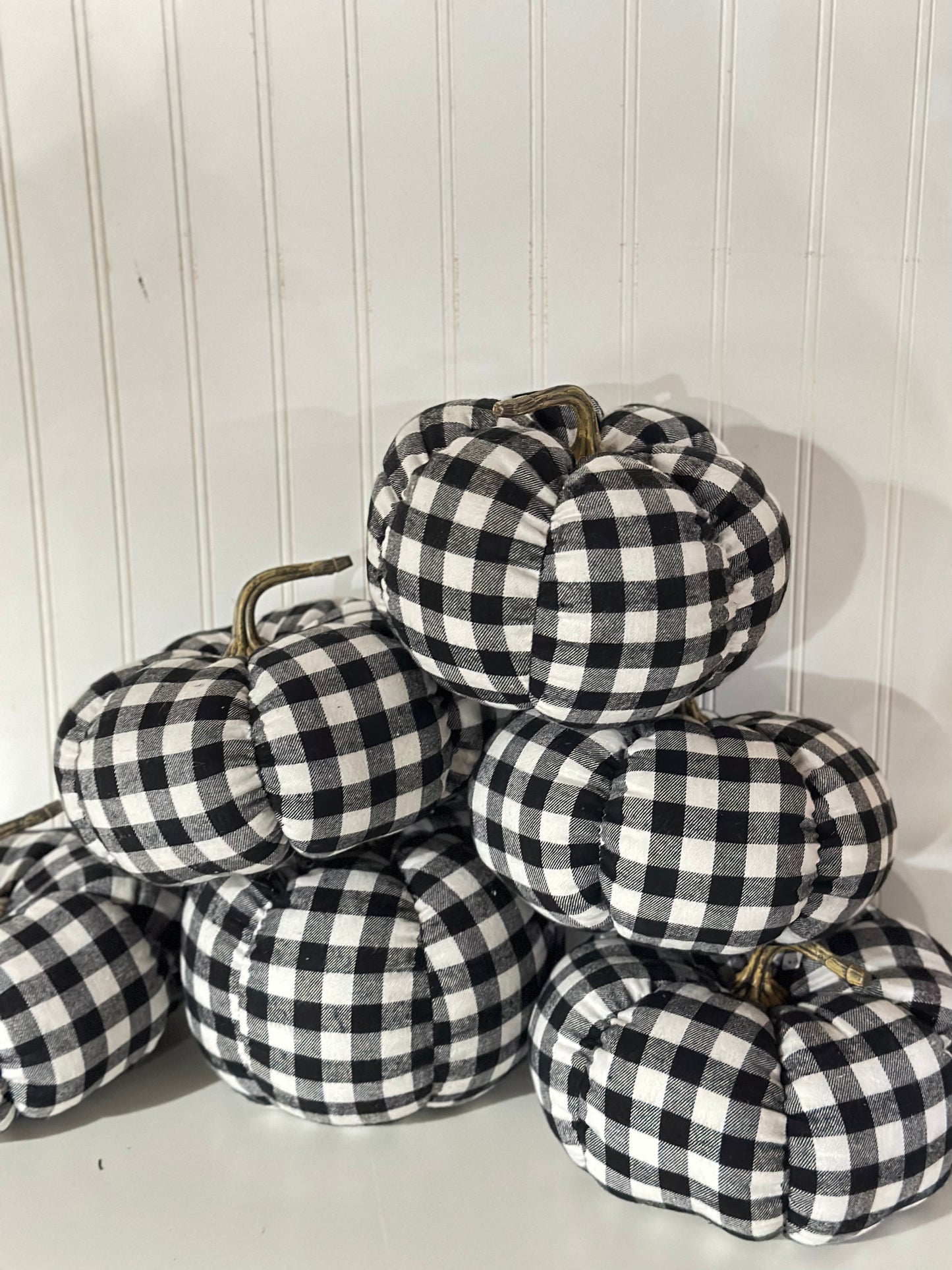 Plaid Black & White Pumpkin