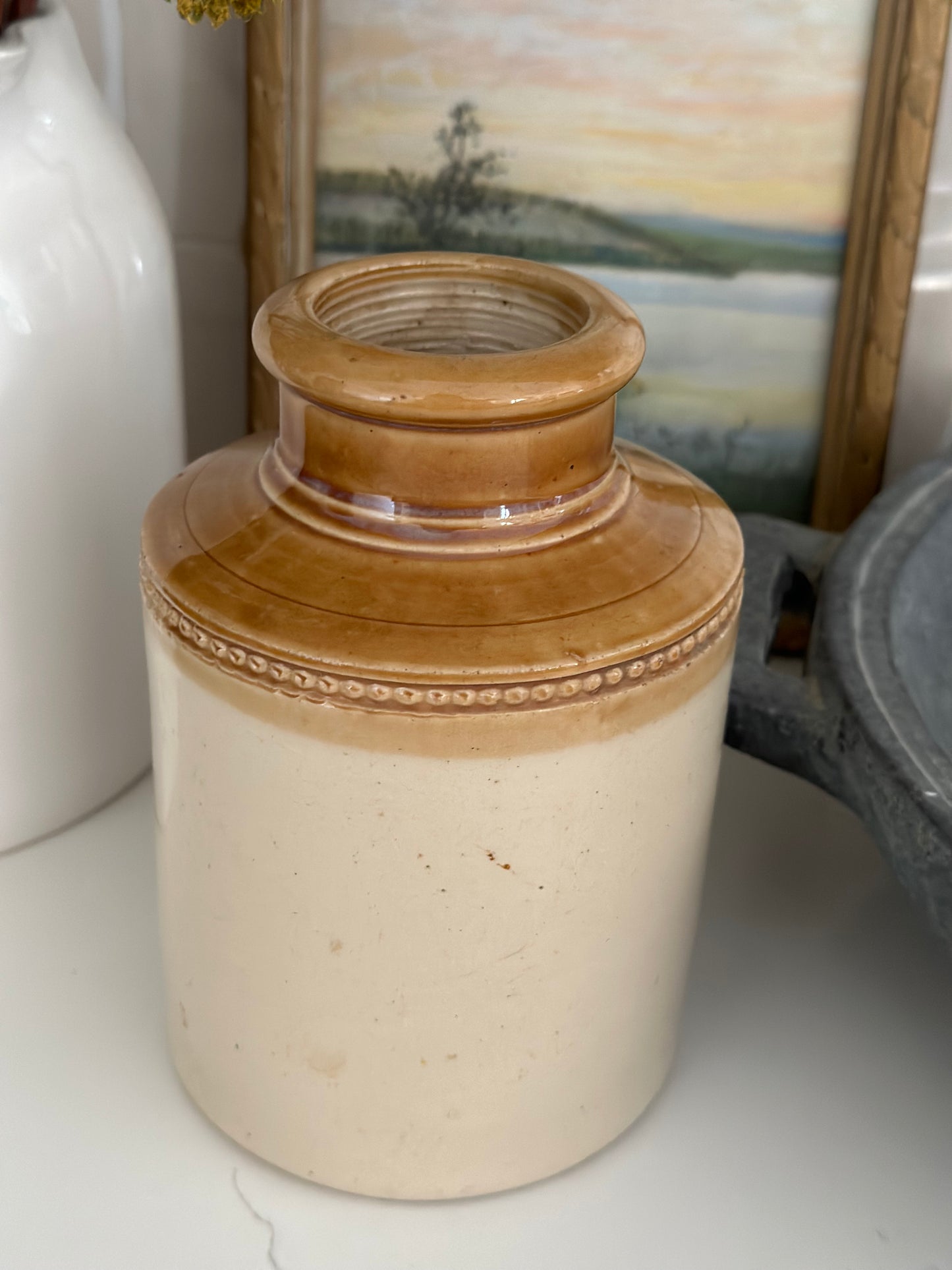 Vase brown top & cream